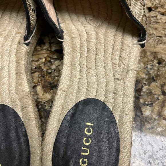 WOMEN'S GUCCI MATELASSE CANVAS ESPADRILLE SANDAL - Picture 7 of 11